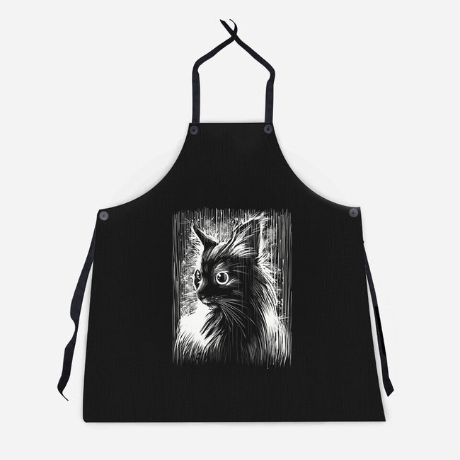 Cat Under The Rain-Unisex-Kitchen-Apron-zascanauta