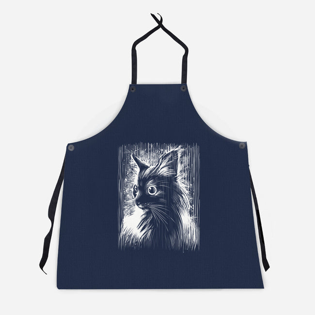 Cat Under The Rain-Unisex-Kitchen-Apron-zascanauta