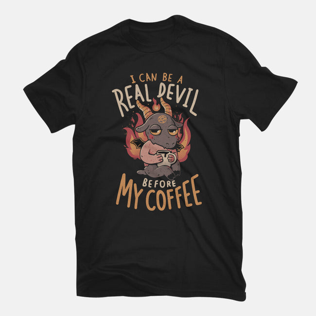 Real Devil Before My Coffee-Womens-Fitted-Tee-eduely