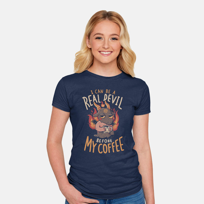 Real Devil Before My Coffee-Womens-Fitted-Tee-eduely