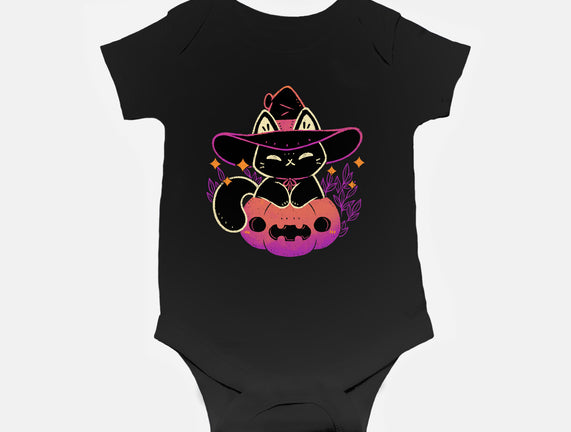 Cute Halloween Cat On Pumpkin