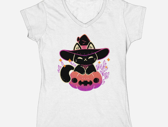 Cute Halloween Cat On Pumpkin
