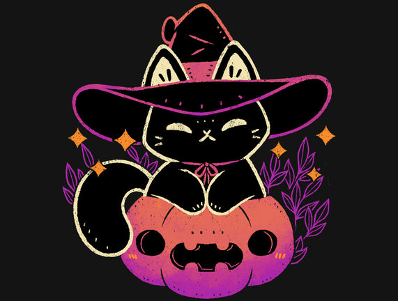 Cute Halloween Cat On Pumpkin