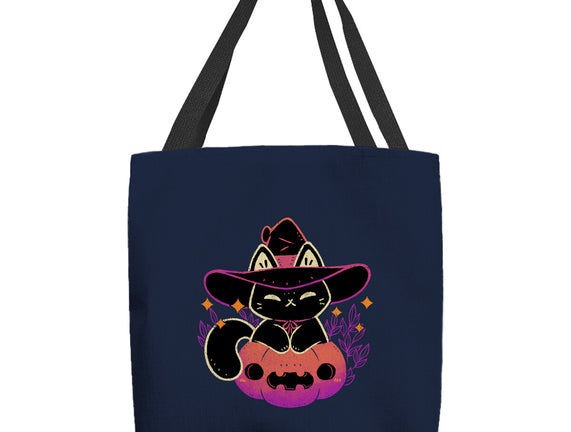 Cute Halloween Cat On Pumpkin