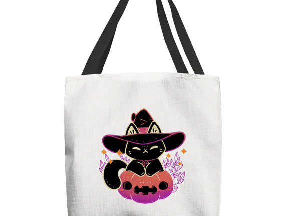 Cute Halloween Cat On Pumpkin