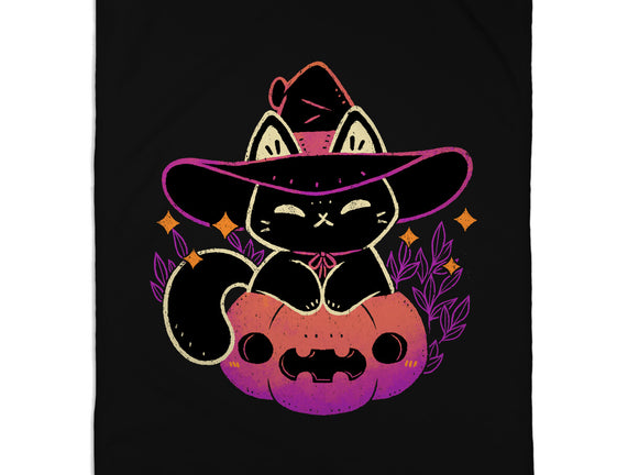 Cute Halloween Cat On Pumpkin