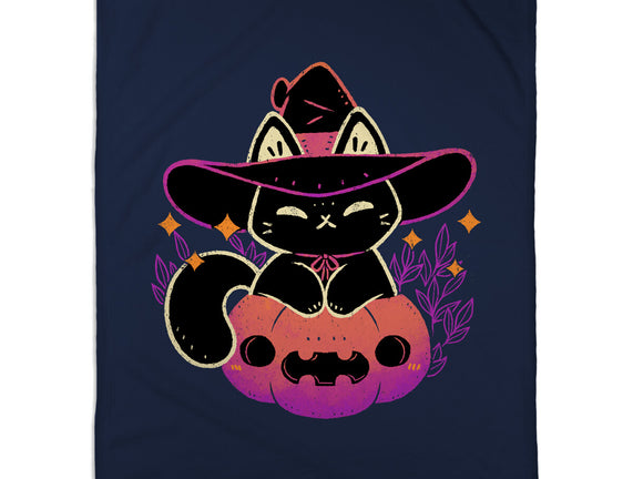 Cute Halloween Cat On Pumpkin
