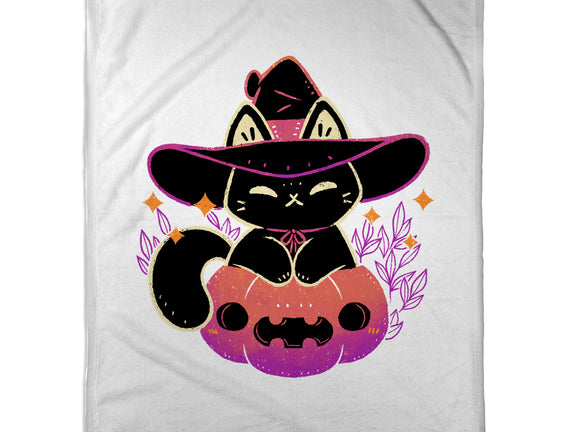 Cute Halloween Cat On Pumpkin