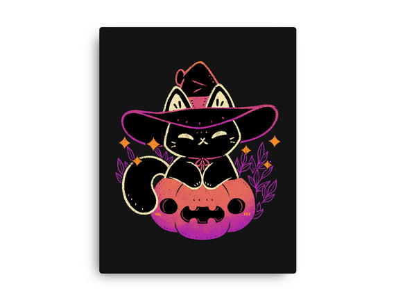 Cute Halloween Cat On Pumpkin