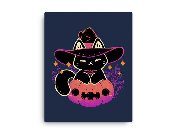 Cute Halloween Cat On Pumpkin