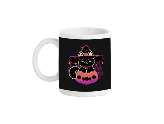 Cute Halloween Cat On Pumpkin