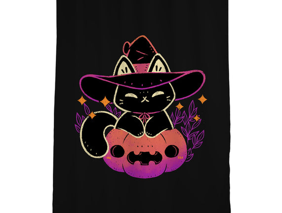 Cute Halloween Cat On Pumpkin
