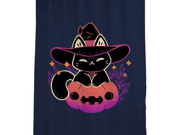 Cute Halloween Cat On Pumpkin
