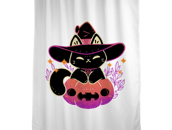 Cute Halloween Cat On Pumpkin
