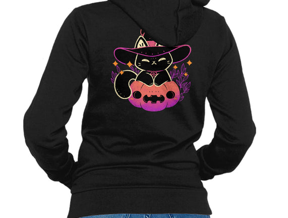 Cute Halloween Cat On Pumpkin