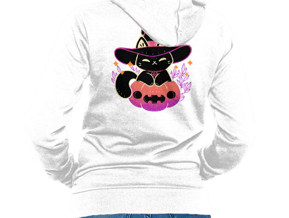 Cute Halloween Cat On Pumpkin