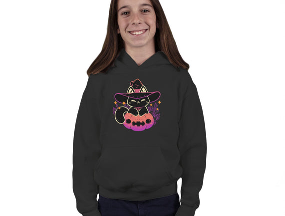 Cute Halloween Cat On Pumpkin