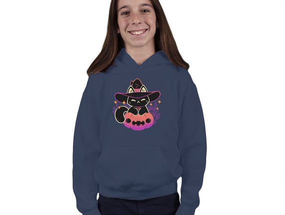 Cute Halloween Cat On Pumpkin