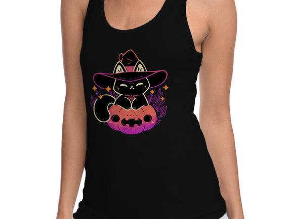 Cute Halloween Cat On Pumpkin