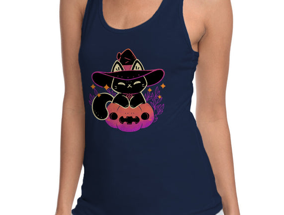 Cute Halloween Cat On Pumpkin