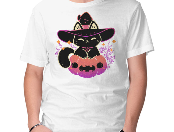 Cute Halloween Cat On Pumpkin