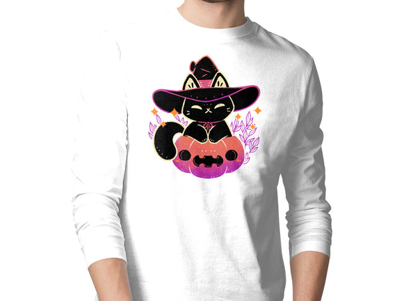Cute Halloween Cat On Pumpkin