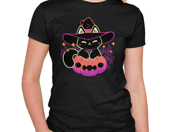 Cute Halloween Cat On Pumpkin