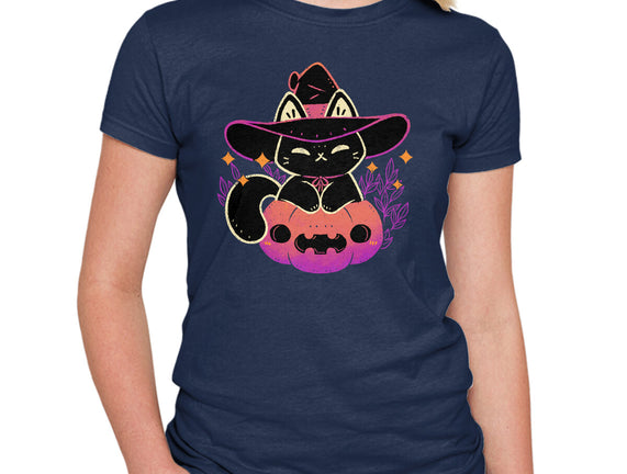 Cute Halloween Cat On Pumpkin