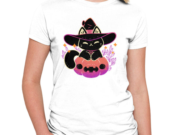 Cute Halloween Cat On Pumpkin
