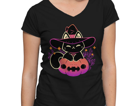Cute Halloween Cat On Pumpkin