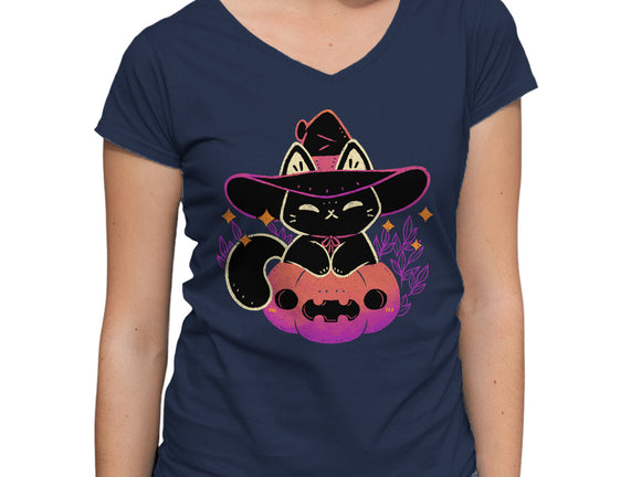 Cute Halloween Cat On Pumpkin