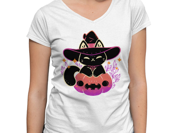 Cute Halloween Cat On Pumpkin
