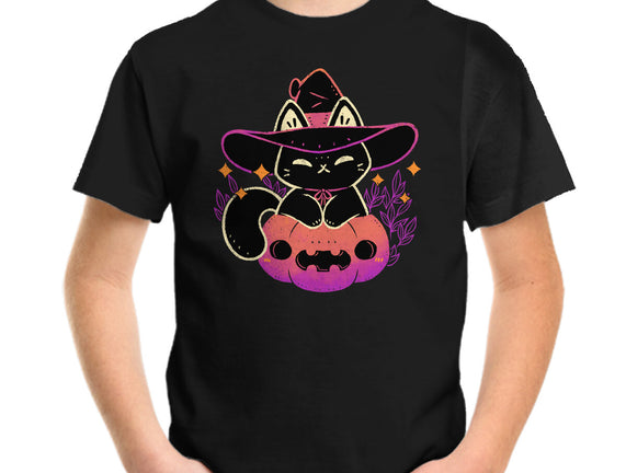 Cute Halloween Cat On Pumpkin