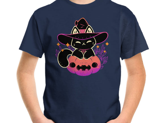 Cute Halloween Cat On Pumpkin