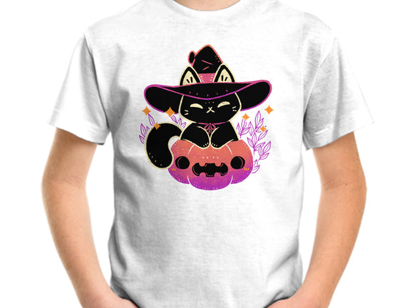 Cute Halloween Cat On Pumpkin