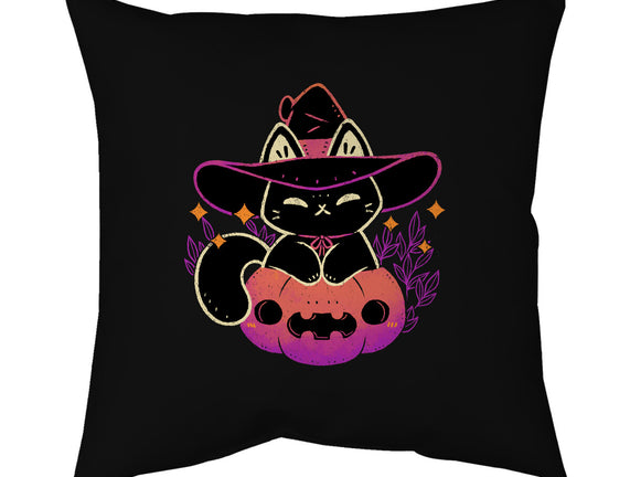 Cute Halloween Cat On Pumpkin