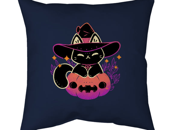 Cute Halloween Cat On Pumpkin