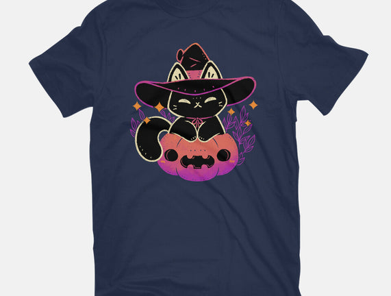 Cute Halloween Cat On Pumpkin