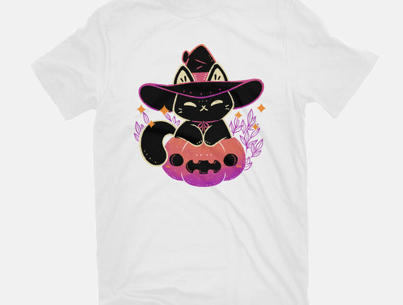 Cute Halloween Cat On Pumpkin