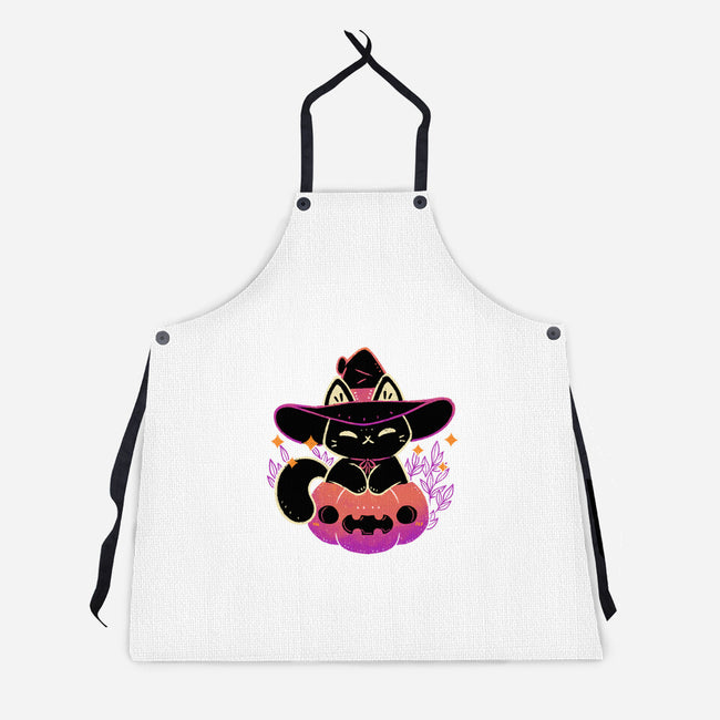 Cute Halloween Cat On Pumpkin-Unisex-Kitchen-Apron-xMorfina
