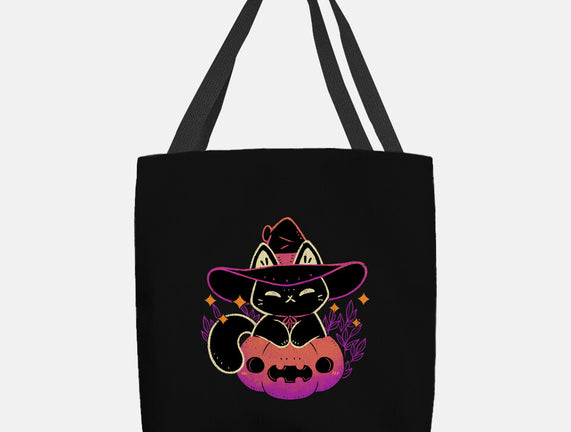 Cute Halloween Cat On Pumpkin