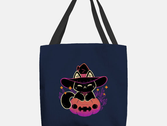 Cute Halloween Cat On Pumpkin