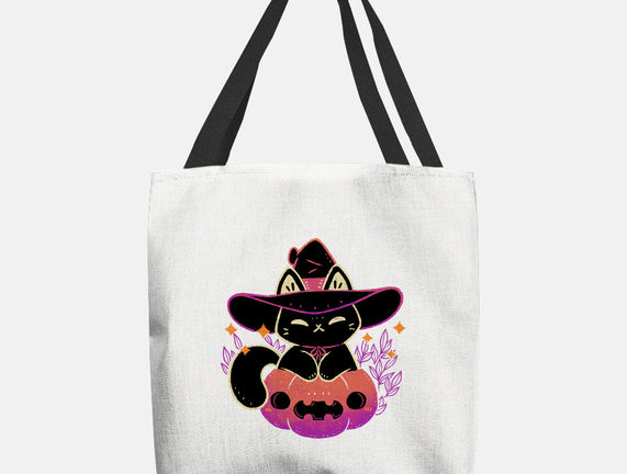 Cute Halloween Cat On Pumpkin