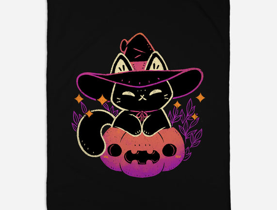 Cute Halloween Cat On Pumpkin