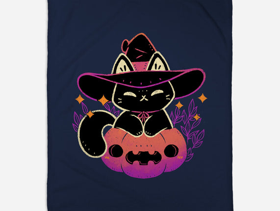 Cute Halloween Cat On Pumpkin