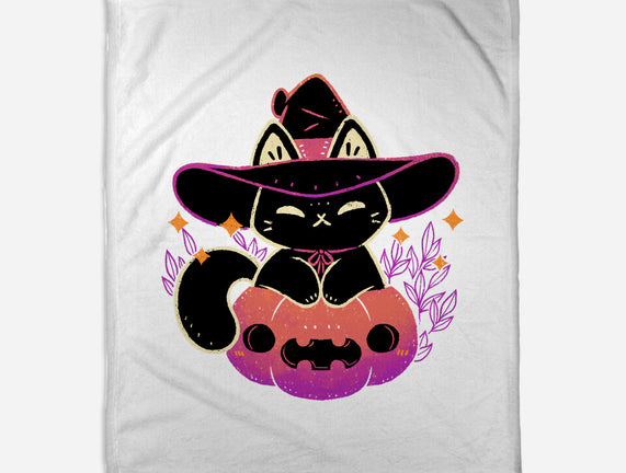 Cute Halloween Cat On Pumpkin