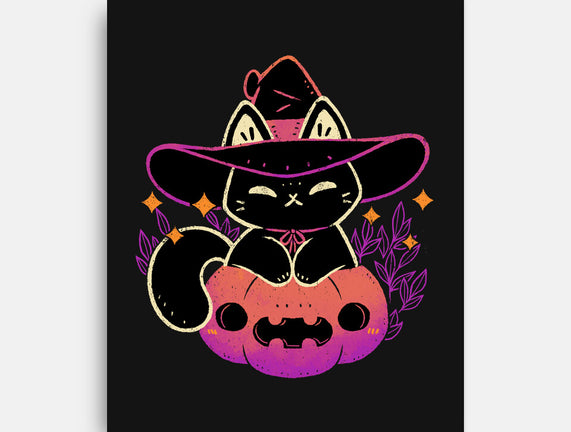 Cute Halloween Cat On Pumpkin