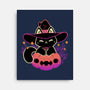 Cute Halloween Cat On Pumpkin-None-Stretched-Canvas-xMorfina