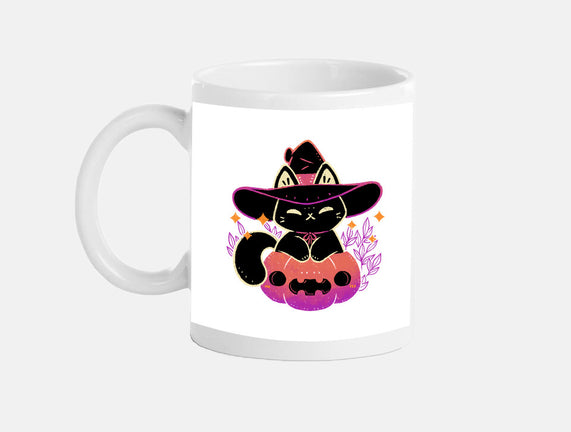 Cute Halloween Cat On Pumpkin