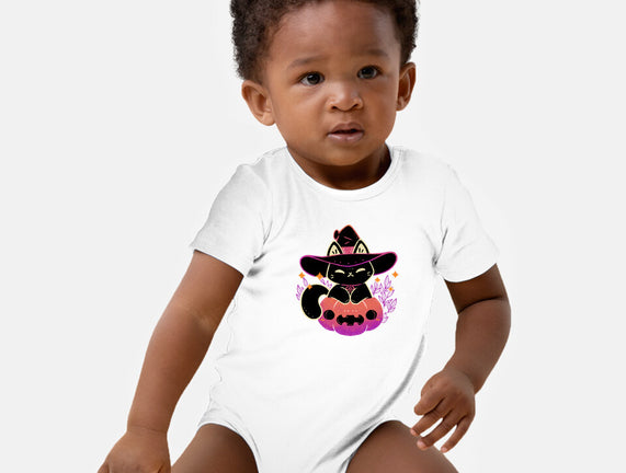 Cute Halloween Cat On Pumpkin